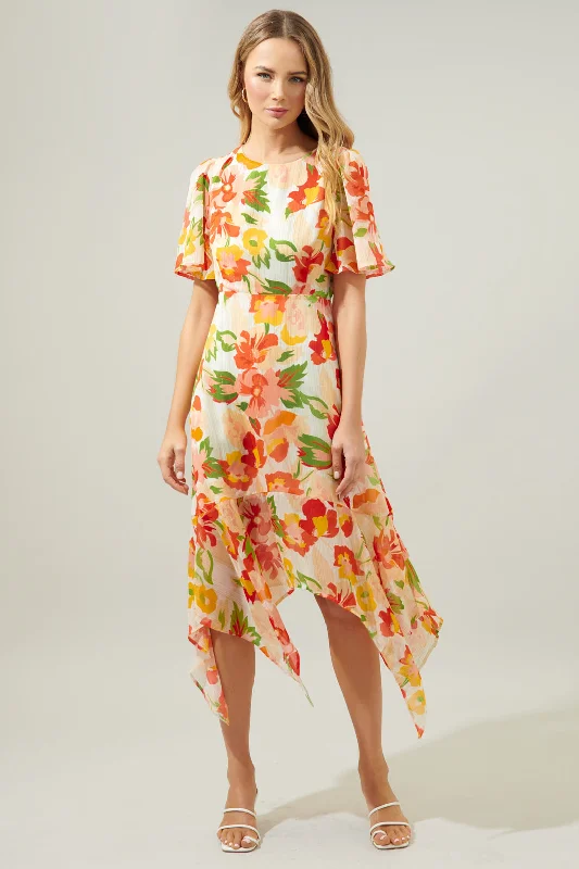 Casual Chic Clothing For Women Kailua Floral Aerin Asymmetrical Flutter Midi Dress