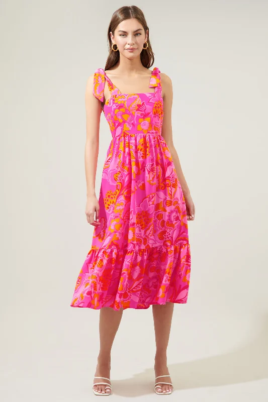 Women's Clothing Lanai Tropics Filly Tie Strap Midi Dress