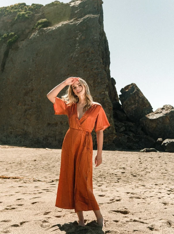 Women's Apparel Lola Wrap Dress - Rust