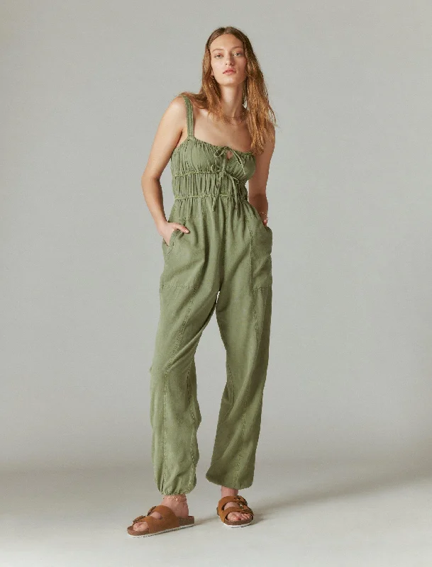 Formal Attire For Women Lucky Brand Women's Tie Front Utility Jumpsuit