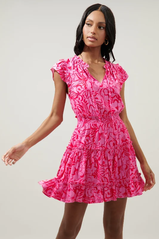 Women's Evening Wear for Special Occasions Malia Floral Toledo Tiered Mini Dress