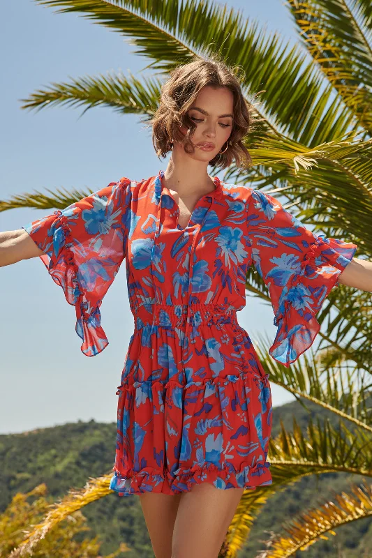 Women's Resort Apparel Mazie Floral Amorcito Bell Sleeve Mini Dress
