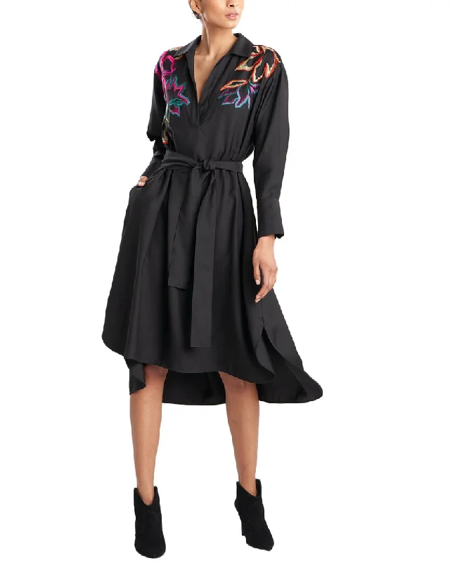 Women's Holiday Apparel Natori Oversized Silk-Blend Shirtdress