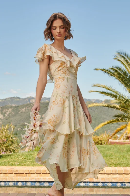 Women's Vintage-Inspired Clothing Once Upon a Time Ruffle Tiered Sinclair Midi Dress