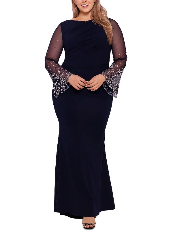 Women's Trendy Apparel Plus Womens Beaded Long Evening Dress
