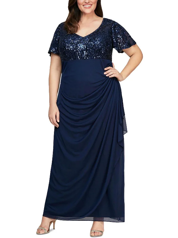 Women's Luxury Garments Plus Womens Sequined Popover Formal Dress