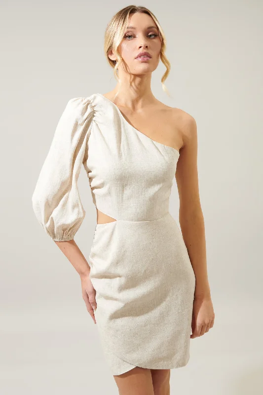 Chic Women's Attire Saint Tropez Hana Cut Out Linen Mini Dress