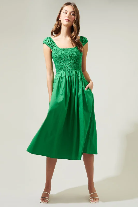 Women's Clothing Sale Stasia Yoke Smocked Midi Dress