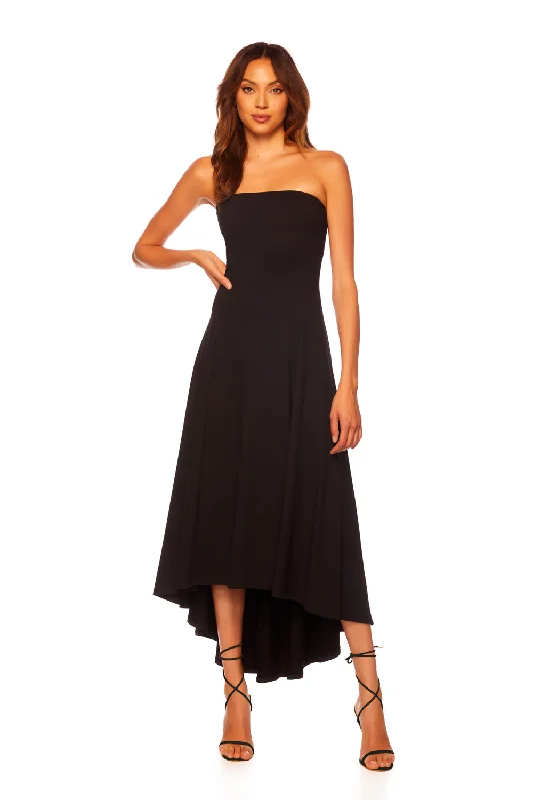 Comfortable Outfit For Women strapless seamed high low dress