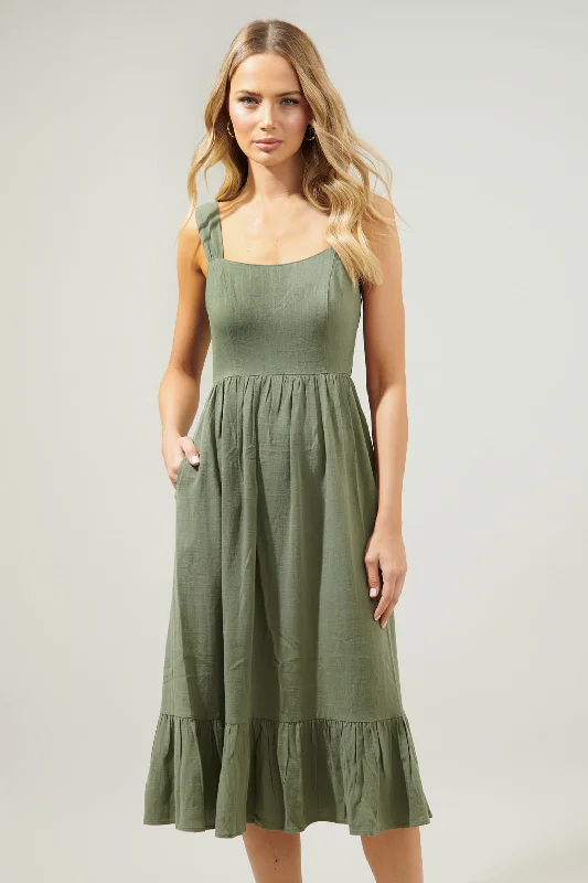Women's Trendy Casual Clothes Sunnyvale Linen Jumper Midi Dress