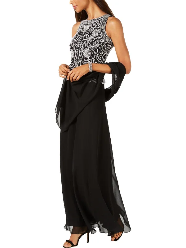 Comfortable Lounge Clothing Womens Embellished Sleeveless Evening Dress
