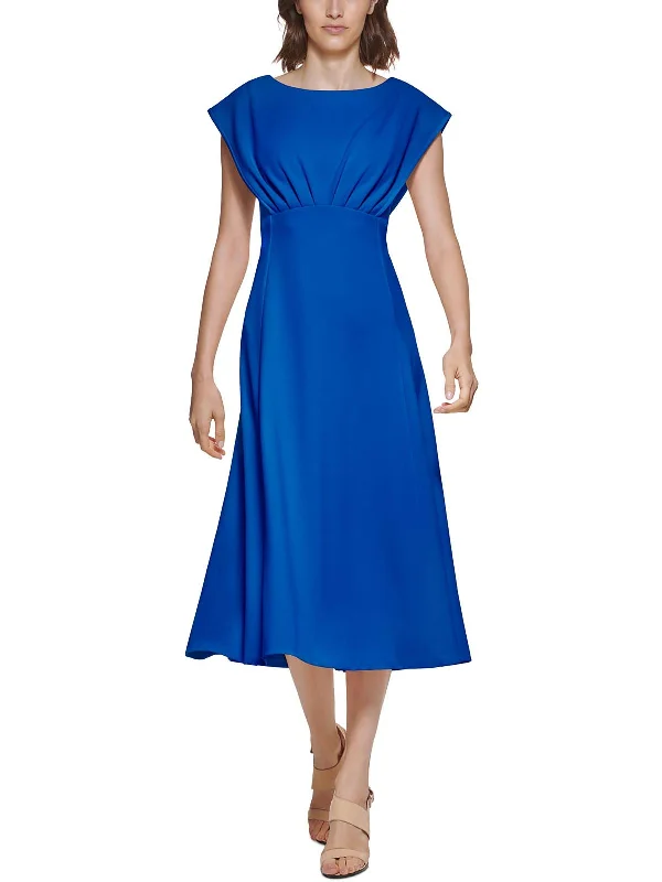Elegant Women's Evening Garments Womens Knit Cap Sleeves Midi Dress