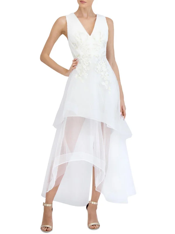 Casual Chic Women's Clothes Womens Metallic Hi-Low Evening Dress