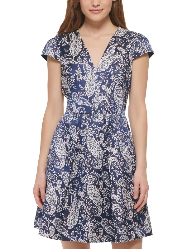 Minimalist Women's Fashion Clothing Womens Metallic Mini Fit & Flare Dress