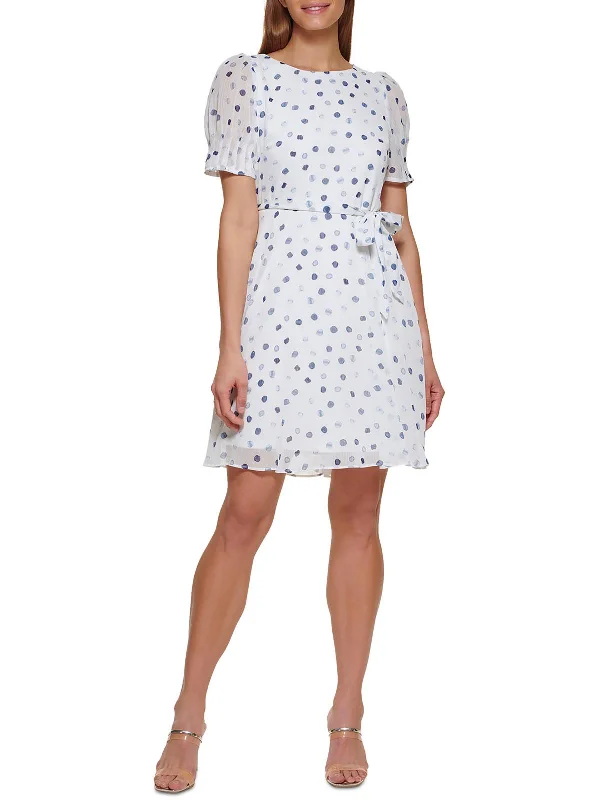 Women's High-Fashion Attire Womens Polyester Belted Fit & Flare Dress