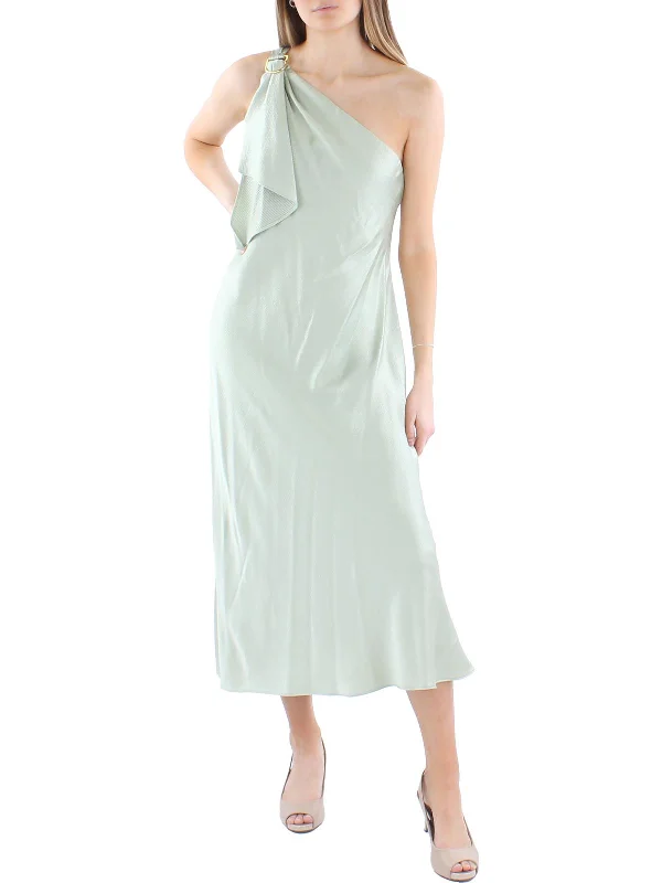 Women's Evening Attire Womens Satin One Shoulder Cocktail and Party Dress