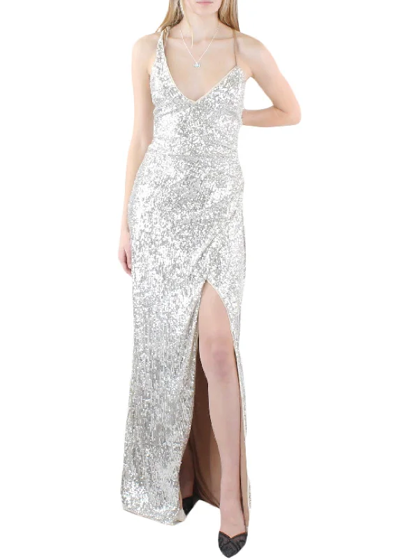 Women Clothing Womens Sequined Sleeveless Evening Dress