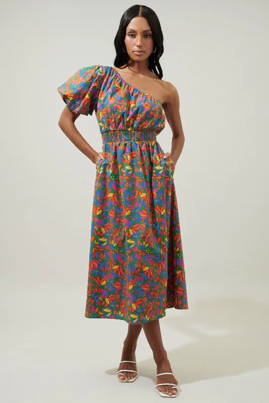 Latest Fashion for Women Zhade Tropics Bridgette One Shoulder Midi Dress