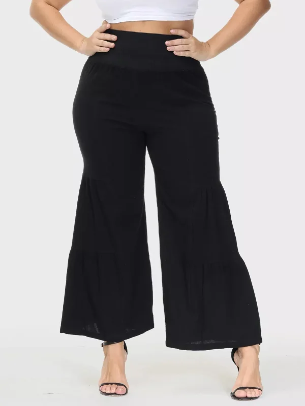 Vintage-Inspired Women's Clothes Casual Loose High Waist Wide Leg Linen Pants