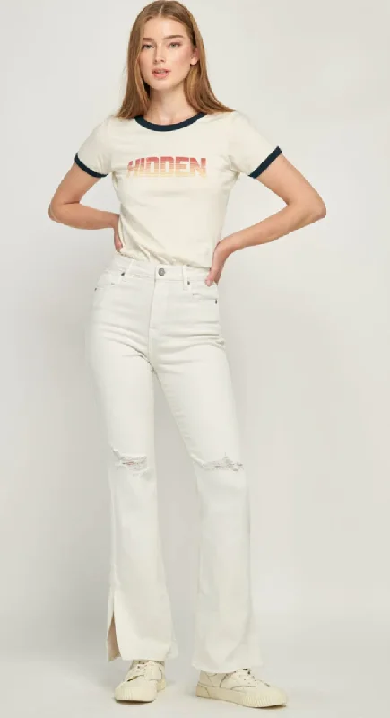 Women's Work Apparel Cream Bootcut Jeans by Hidden Jeans