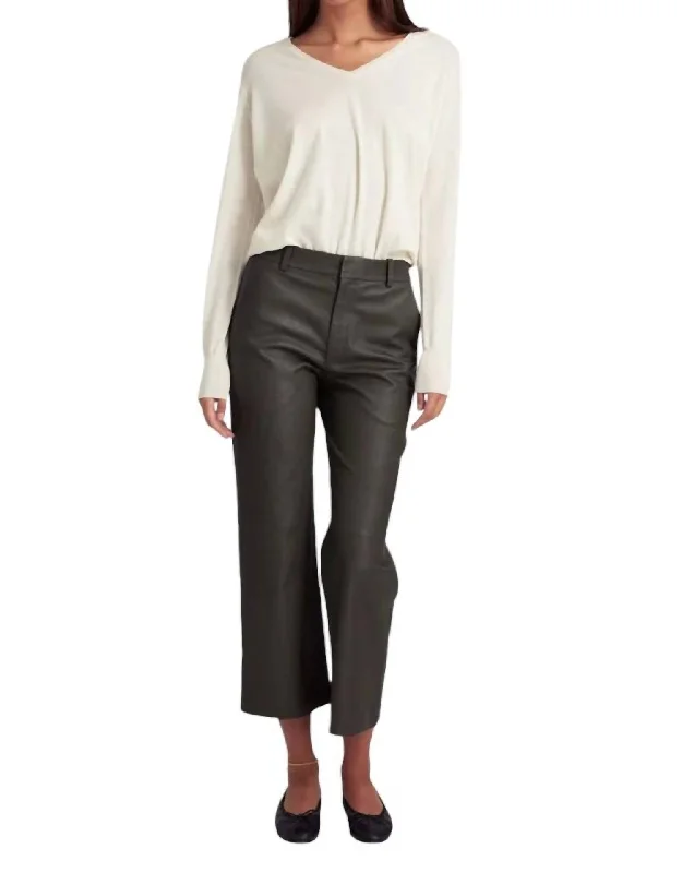 Women's Holiday Outfit Cropped Baggy Lowrise Trousers In Cactus
