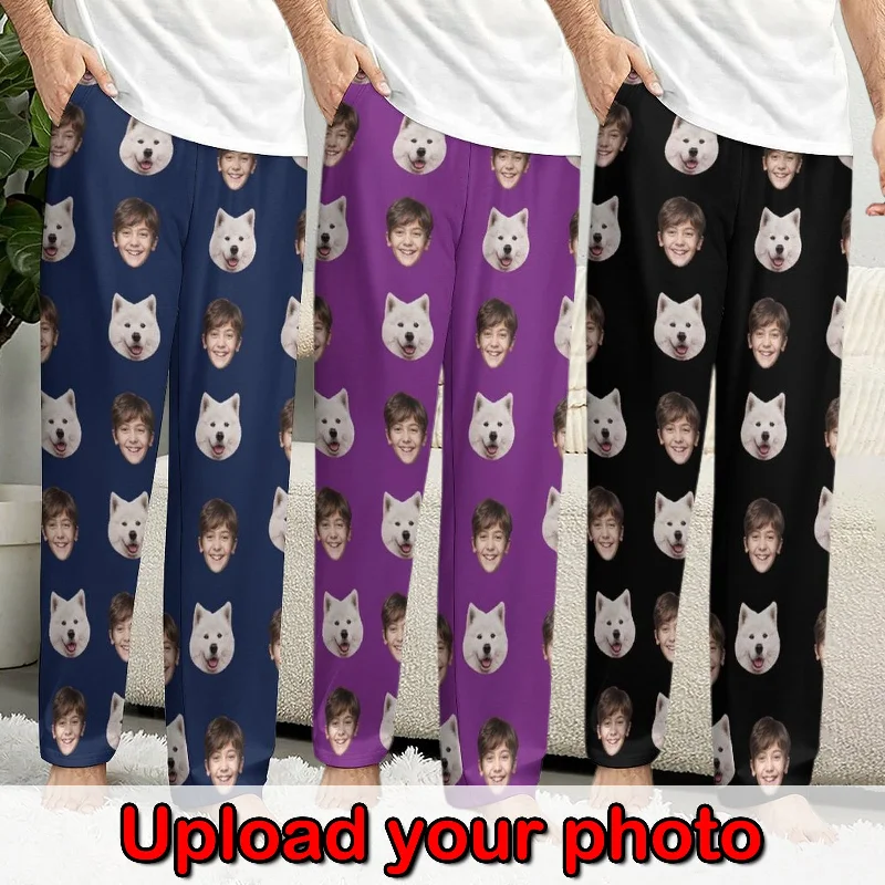 Online Boutiques Best [30+ Colors] Custom Face Slumber Party Unisex Solid Color Long Pajama Pants For Men Women Kids