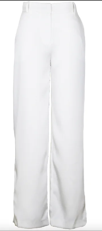 Women's Vacation Attire White Trouser Pants by Lucy Paris