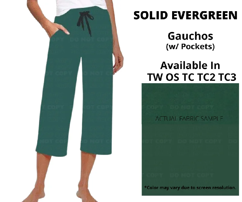 Women's Functional Apparel For Outdoor Activities Solid Evergreen Capri Gauchos