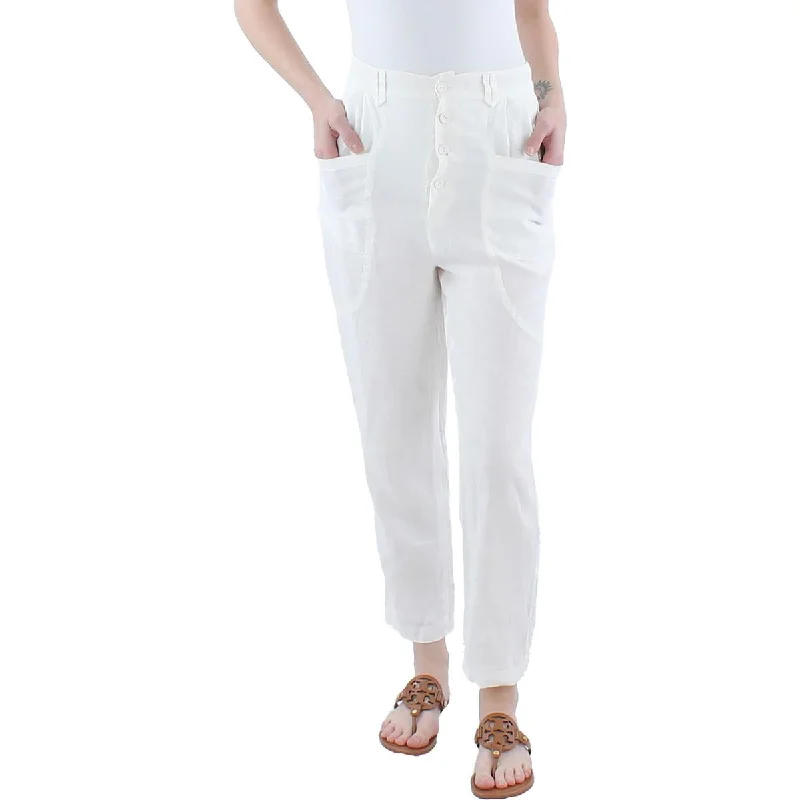 Online Clothing Stores Gia Womens Linen Ankle High-Waist Pants