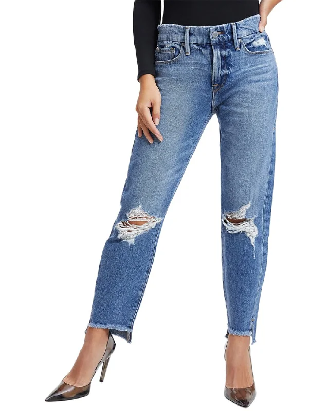 Women's Professional Apparel GOOD AMERICAN Good Girlfriend Blue Mid-Rise Jean