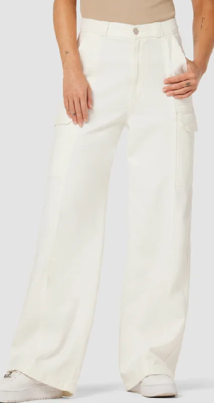 Women's Travel Garments High-rise wide Leg Cargo Pants in White by Hudson Jeans