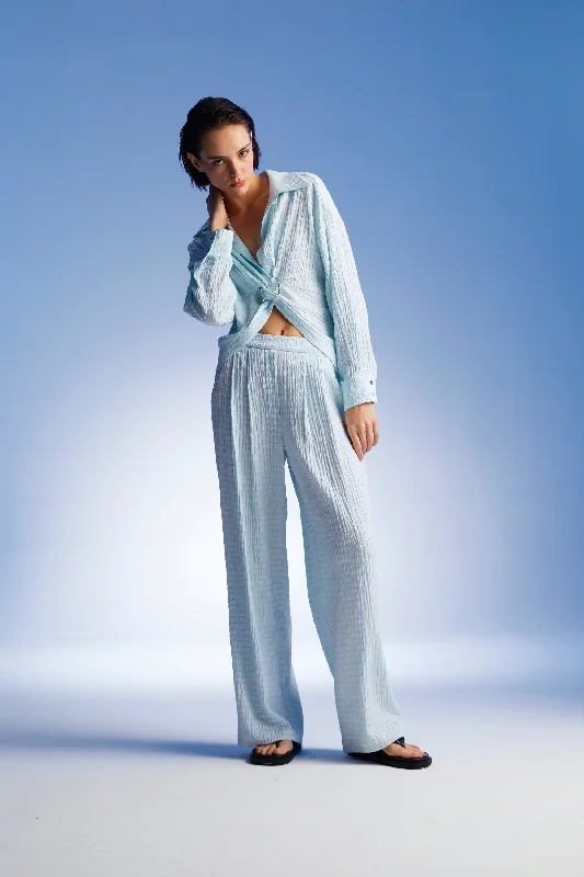Women's High-Fashion Apparel High Waist Textured Pants