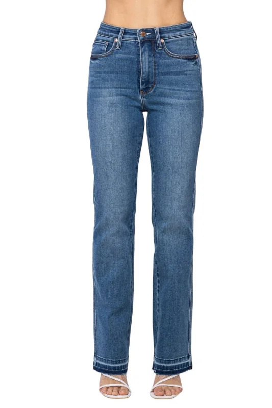 Comfortable Outfit For Women High Waist Tummy Control Slim Bootcut Jean In Blue