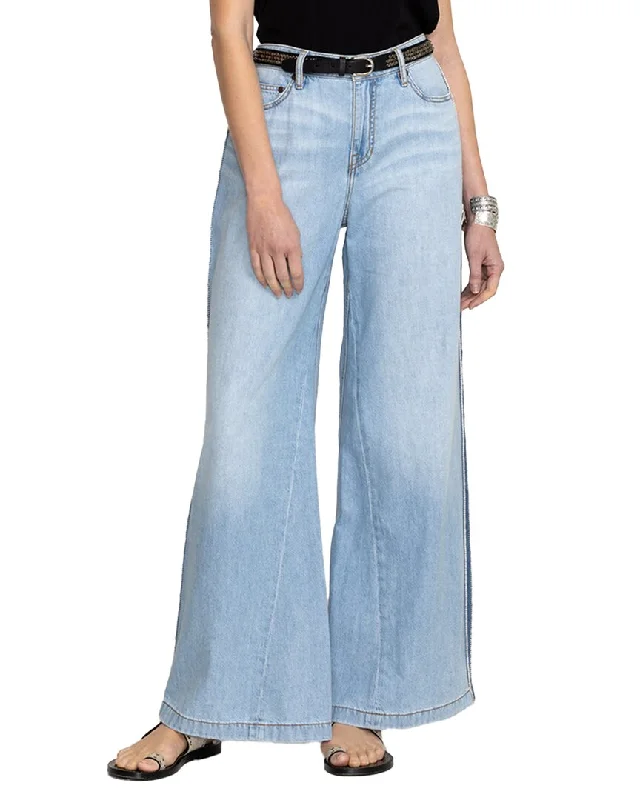 Stylish Women's Garments Johnny Was Melanie Blanket Stitch Wide Leg Jean