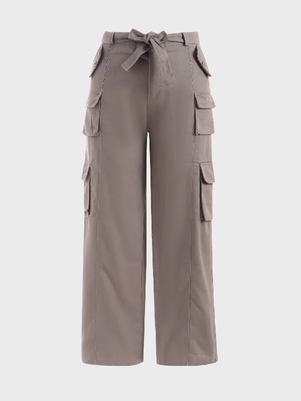Women's Wedding Apparel Midsize American-Retro Multifunctional Pockets Cargo Pants