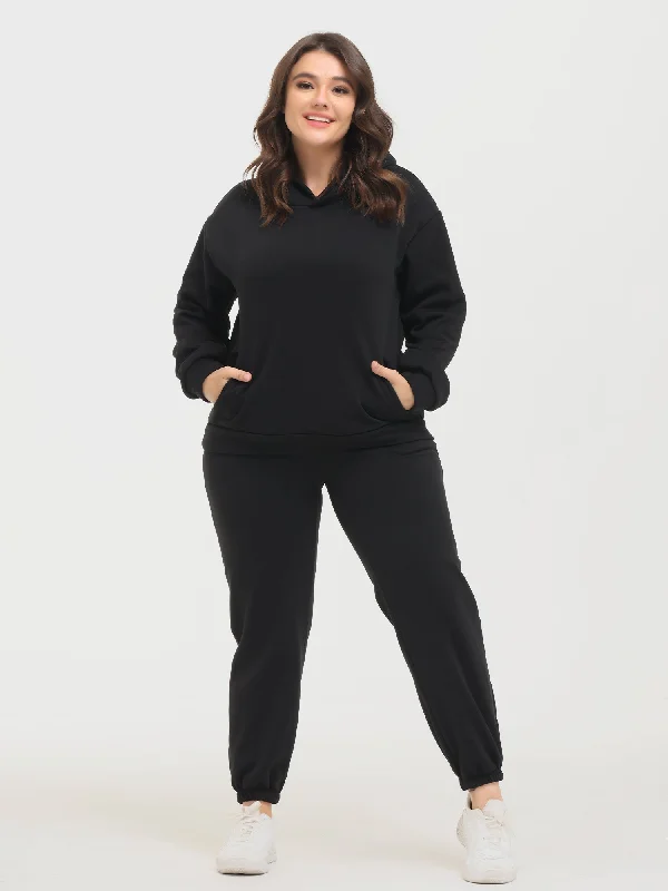 Affordable Women's Garments Midsize Casual Fashion Fleece Hoodie 2-Piece Set