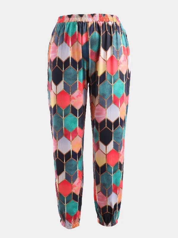 Outfits Ideas Midsize Vintage Geometric Print High-Waisted Pants