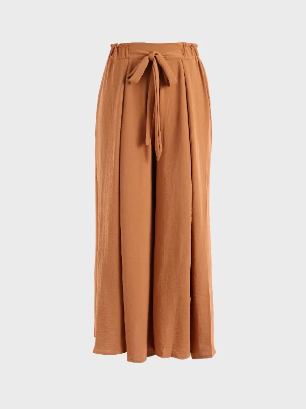 Women's Urban Clothing Midsize Wide-Leg Pleated Nattily Pants with Split-Front