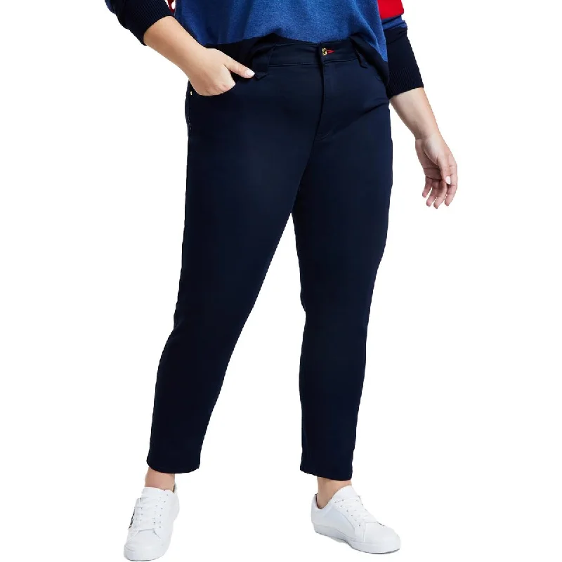 Flash Discount Plus Womens Sateen Logo Ankle Jeans
