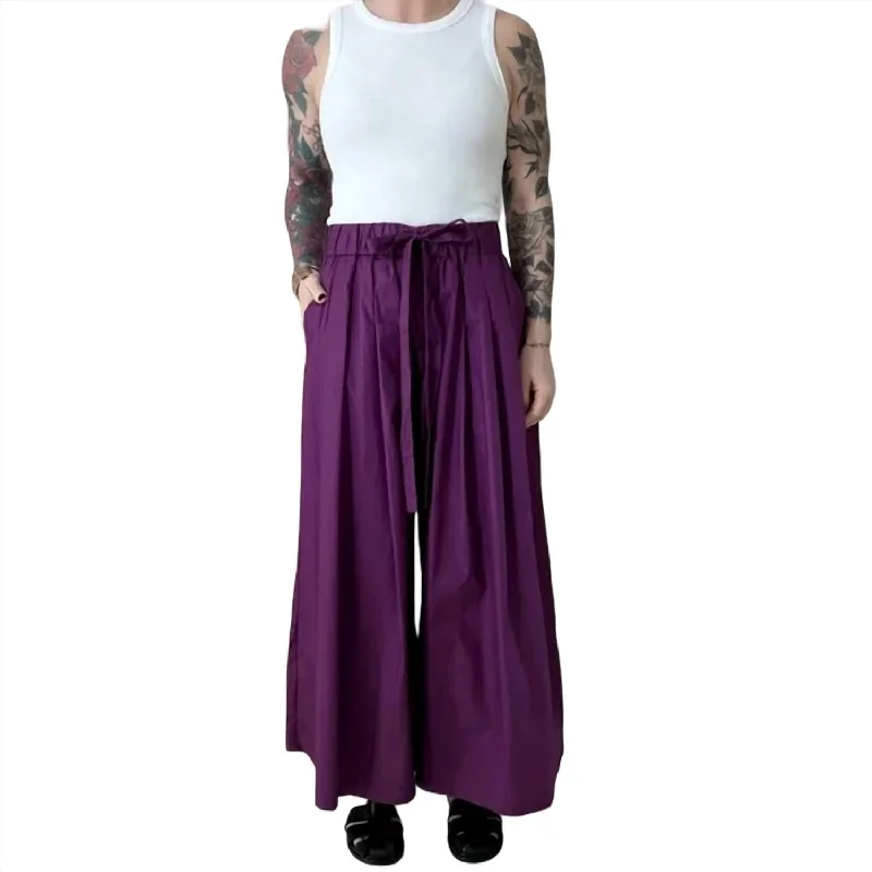 Affordable Women's Clothing Online Poplin Wide-Leg Pant In Violet Multi