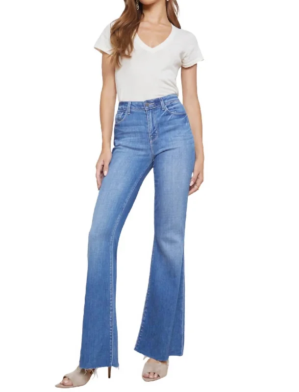 Women's Comfortable Lounge Outfit Sera Sneaker Flare Jeans In Bordello