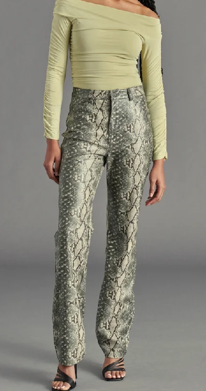 Women's Elegant Outfit Vegan Leather Snakeprint Pants by Steve Madden