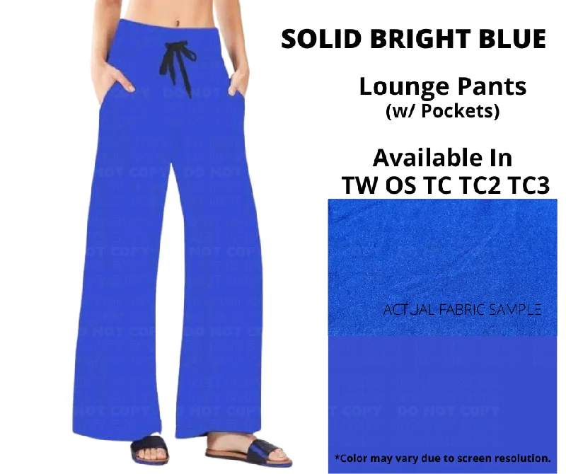 Women's Clothing For Holiday Travel Solid Bright Blue Full Length Lounge Pants
