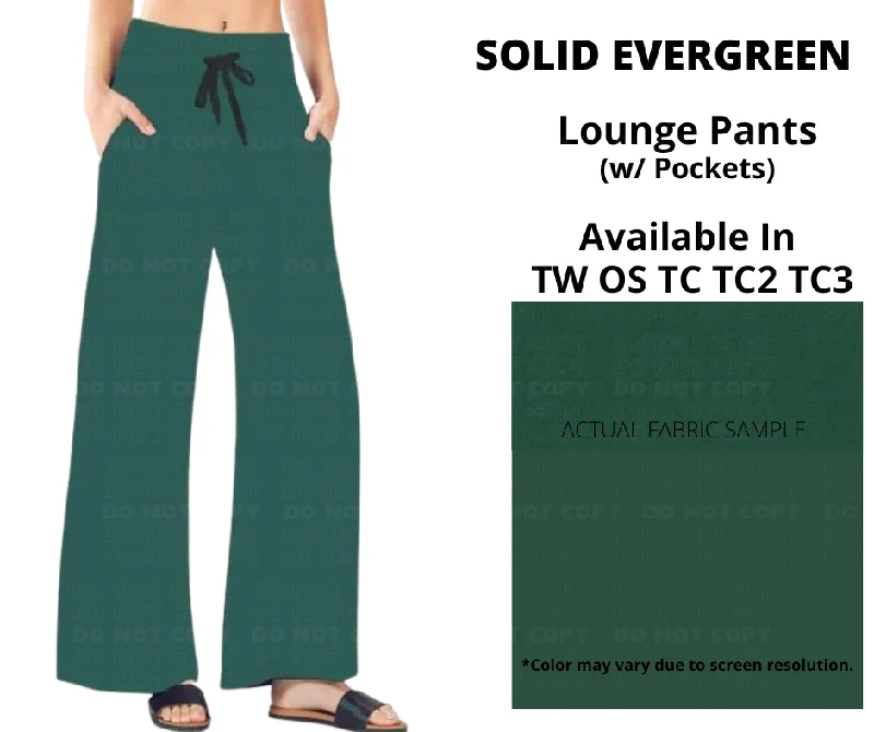 Women's Clothing Sets Solid Evergreen Full Length Lounge Pants