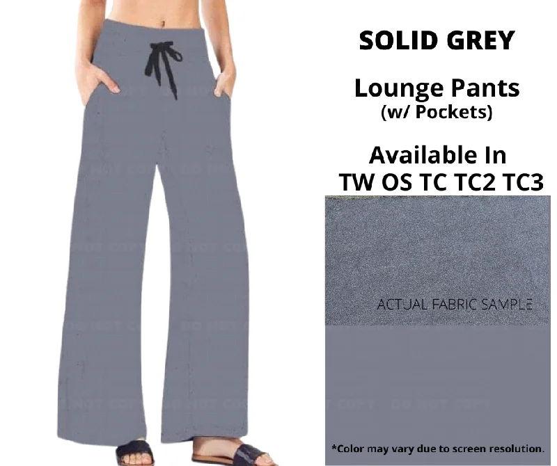 High-Fashion Women's Clothing Solid Grey Full Length Lounge Pants