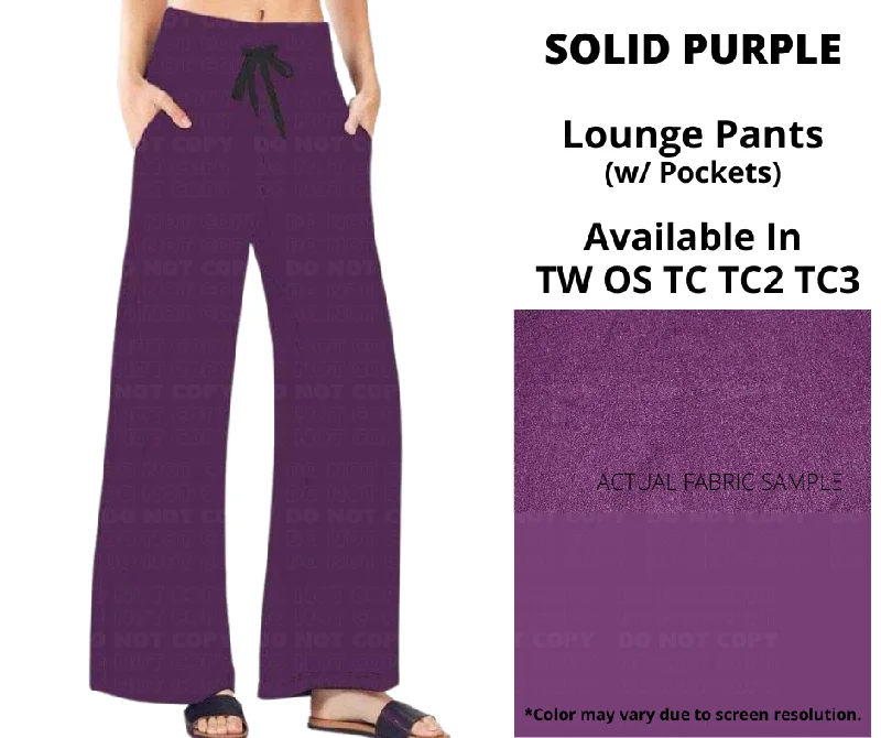 Vintage Clothing For Women Solid Purple Full Length Lounge Pants