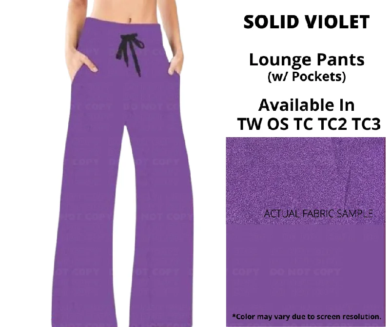 Stylish Women's Clothing Solid Violet Full Length Lounge Pants