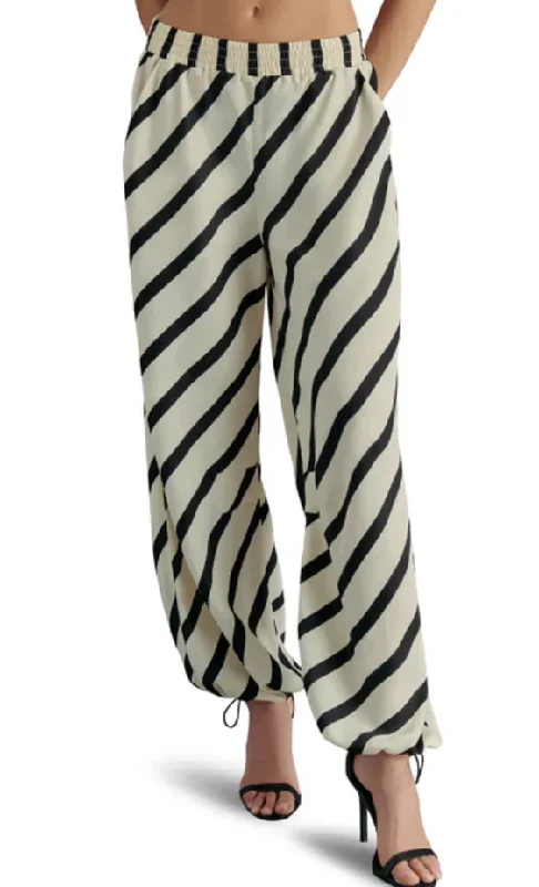 Women's Elegant Formal Outfit Stripe Cargo Satin Pants by Steve Madden