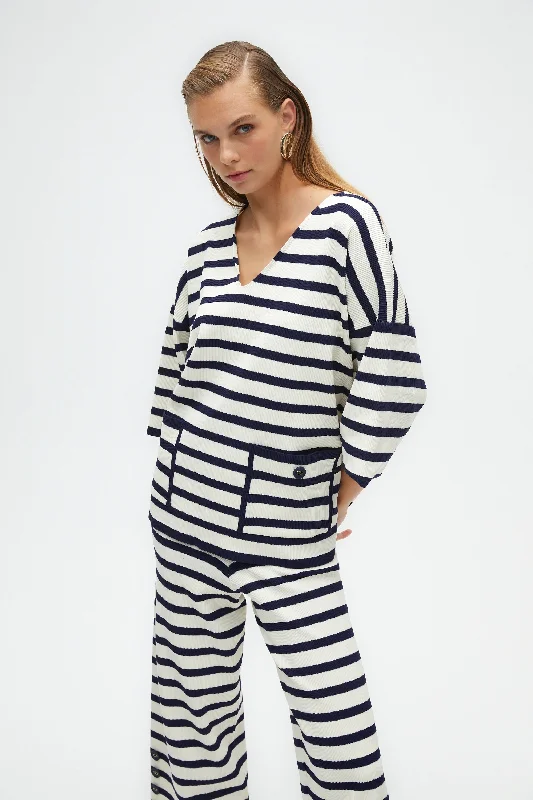 Chic Women's Clothing for Date Nights Striped Knit Pants