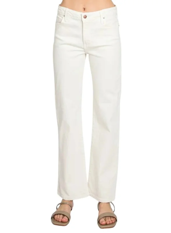 Fashion-forward Women's Clothing Venice Mid Rise Straight Jeans In Creamy White